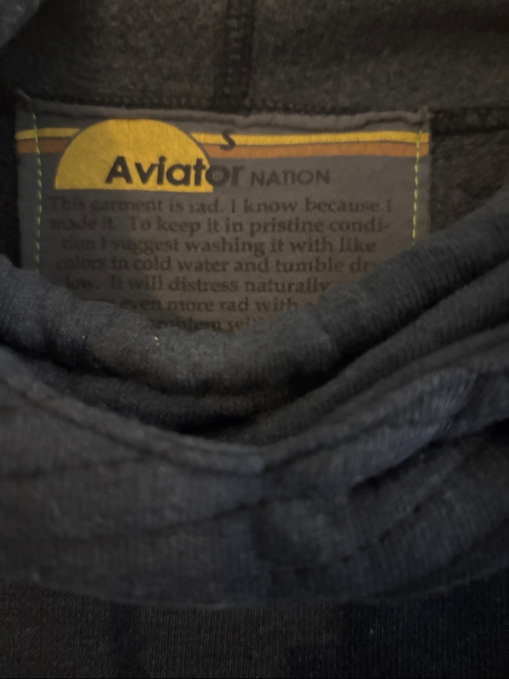 Aviator Nation Navy Pullover Hoodie with Gold Zippers - Picture 3 of 4